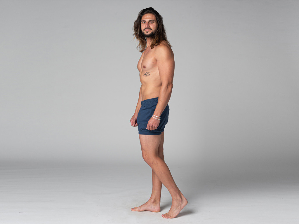 Pantalones Cortos Tradicionales Iyengar para Hombre - Algodón orgánico Azul