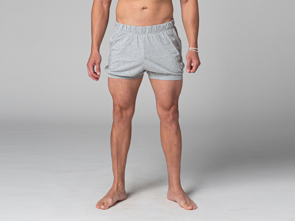 Pantalones Cortos Tradicionales Iyengar para Hombre - Algodón orgánico Gris