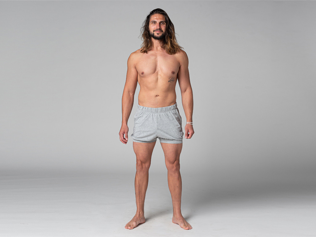 Pantalones Cortos Tradicionales Iyengar para Hombre - Algodón orgánico Gris
