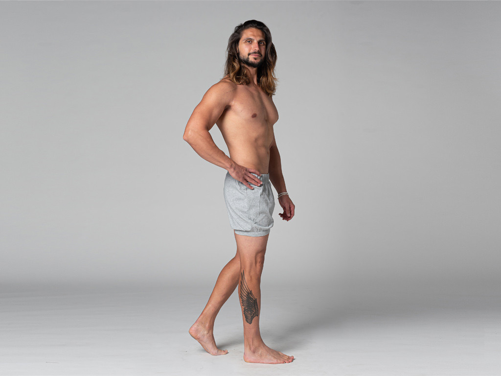 Pantaloncini tradizionali da uomo Iyengar - cotone biologico Grigio