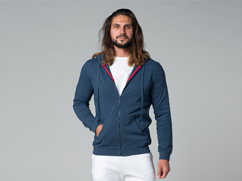 100 % Bio-Kapuzenpullover für Herren Blau
