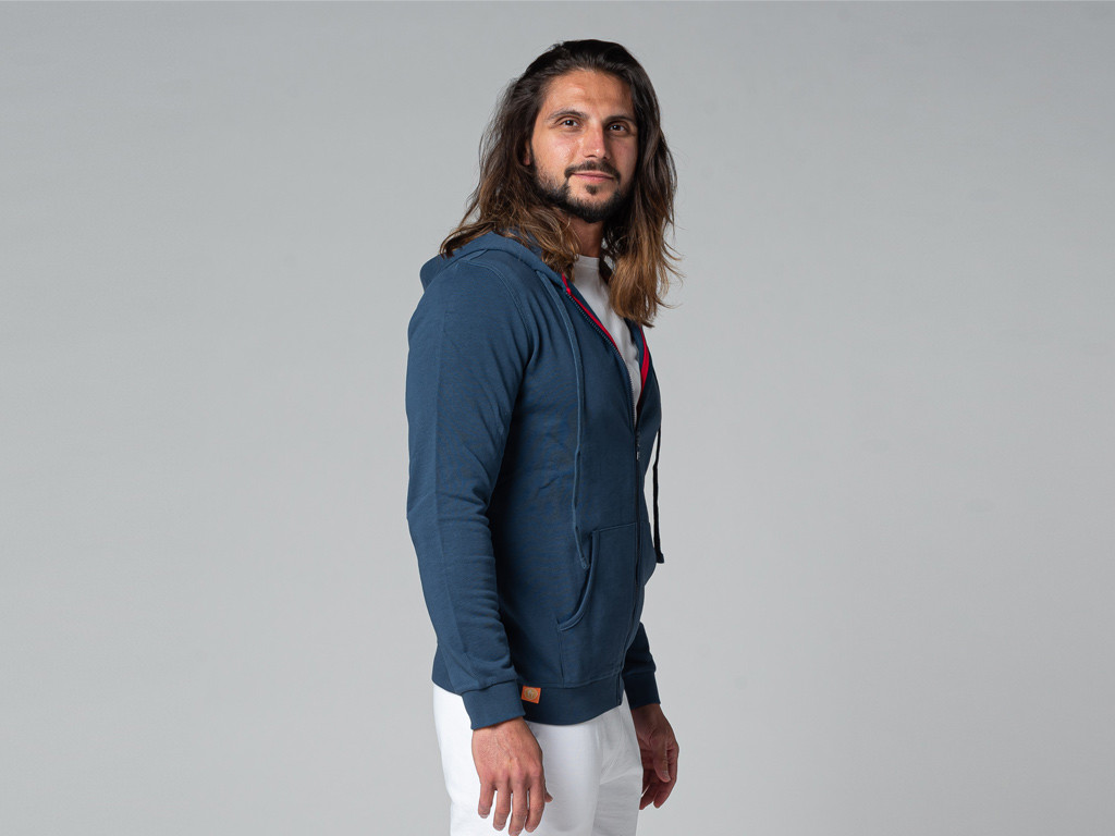 Sweat a Capuche Homme 100% Bio Bleu