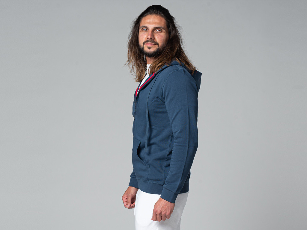 100 % Bio-Kapuzenpullover für Herren Blau