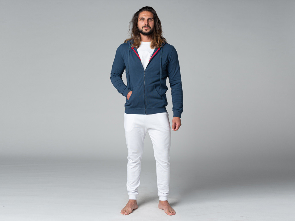 Sweat a Capuche Homme 100% Bio Bleu