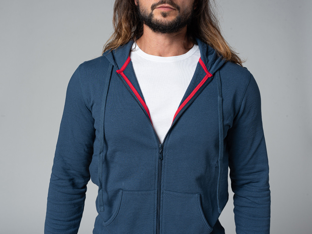 Sweat a Capuche Homme 100% Bio Bleu