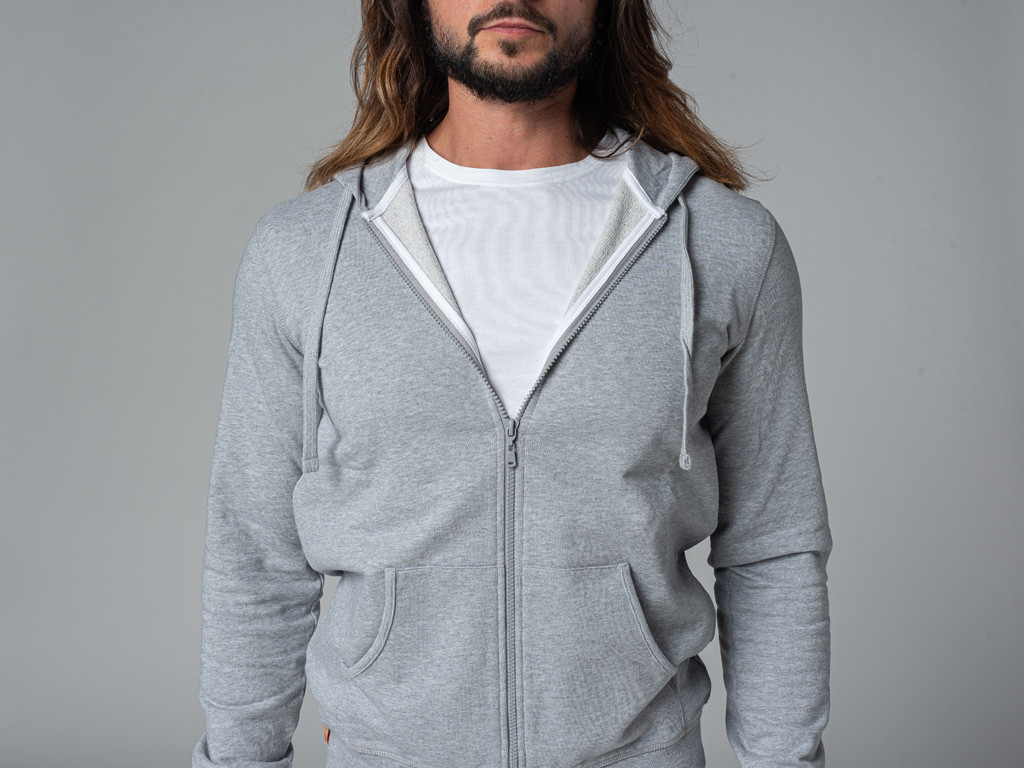Felpa con cappuccio da uomo 100% biologica Grigio