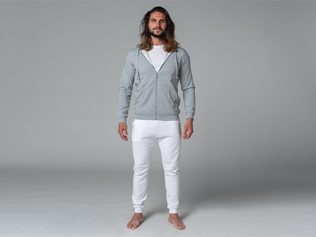 Moletom com capuz masculino 100% orgânico Cinza