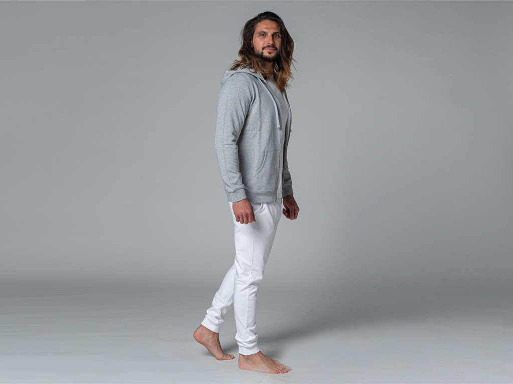 Felpa con cappuccio da uomo 100% biologica Grigio