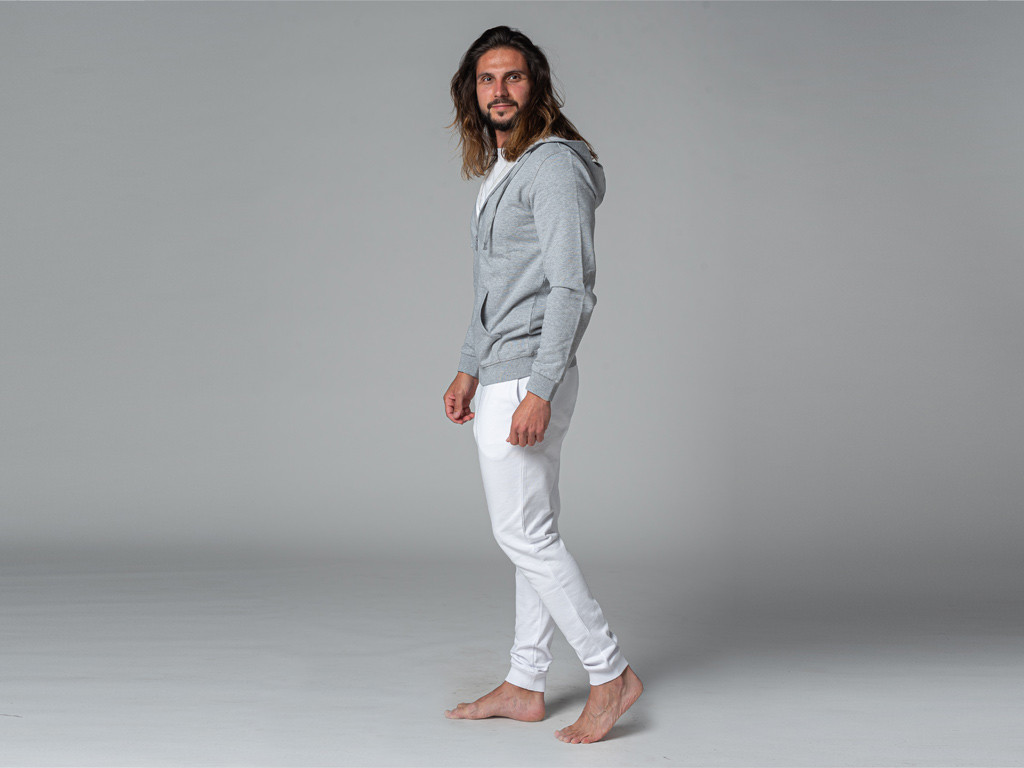 Moletom com capuz masculino 100% orgânico Cinza