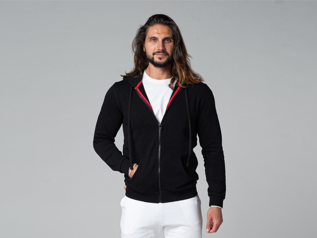 Sudadera con capucha para hombre orgánico Negro