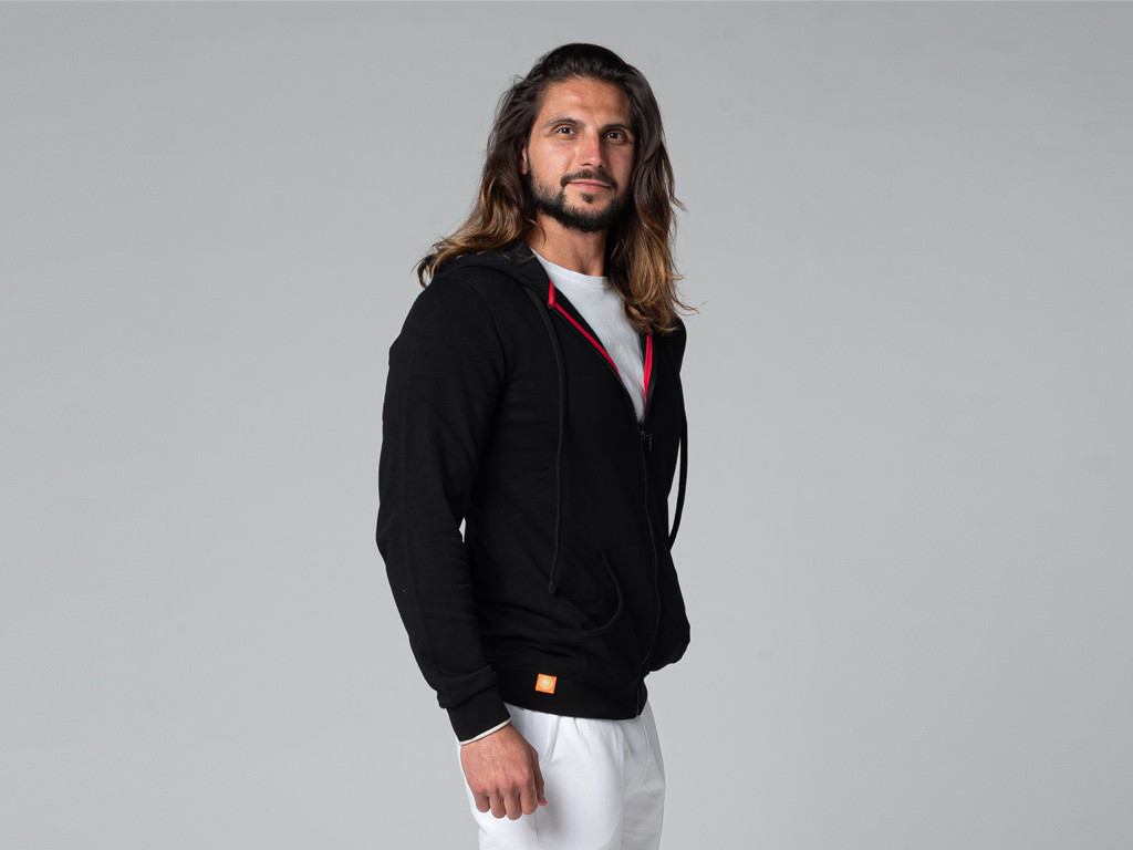 Sudadera con capucha para hombre orgánico Negro