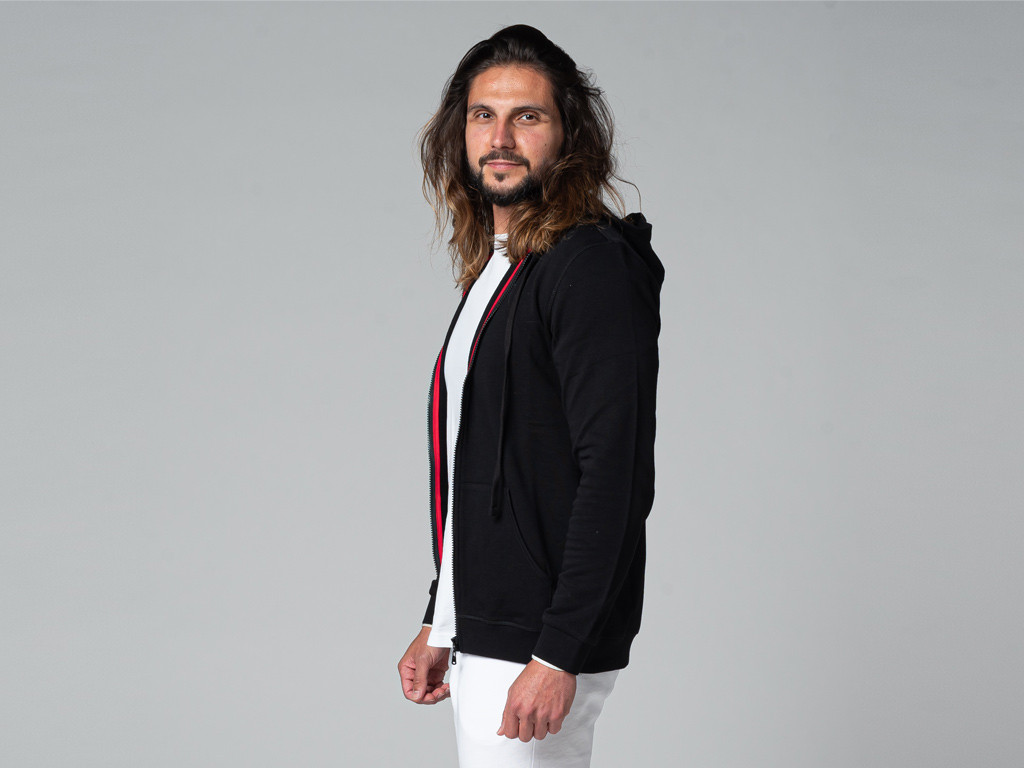 Sudadera con capucha para hombre orgánico Negro