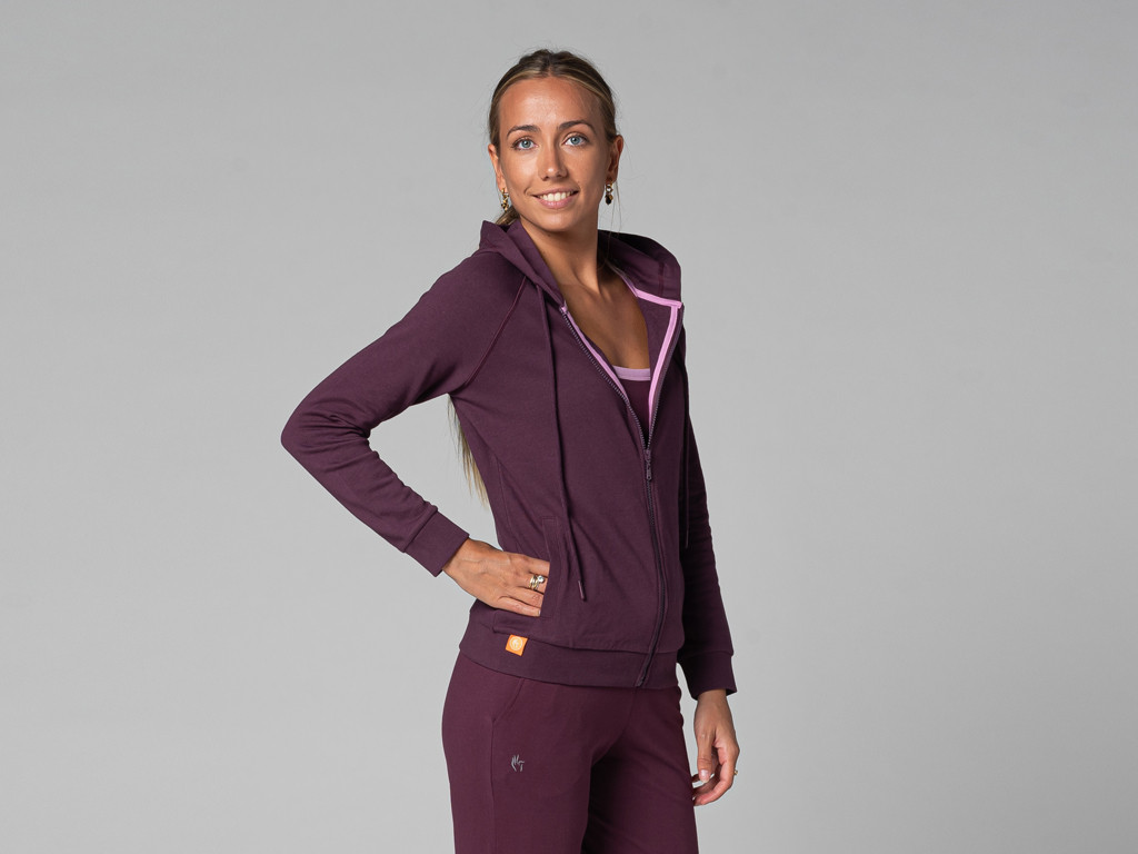 Sudadera con capucha para mujer - Orgánica Ciruela