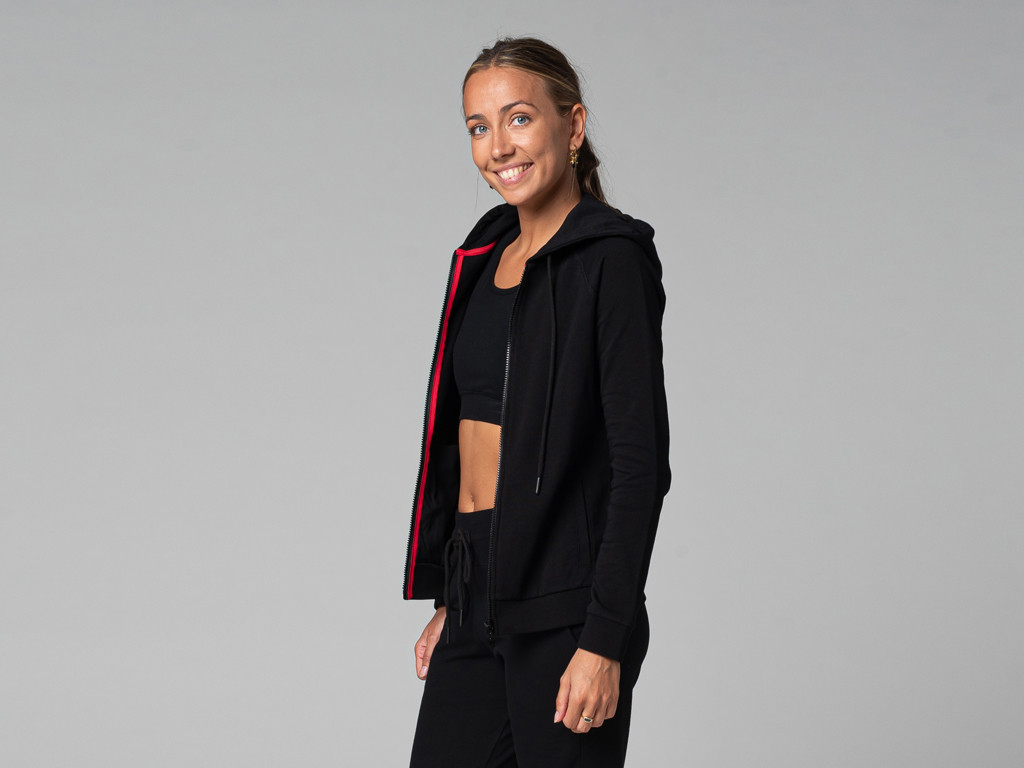 Damen-Sweatshirt mit Kapuze – Bio Schwarz
