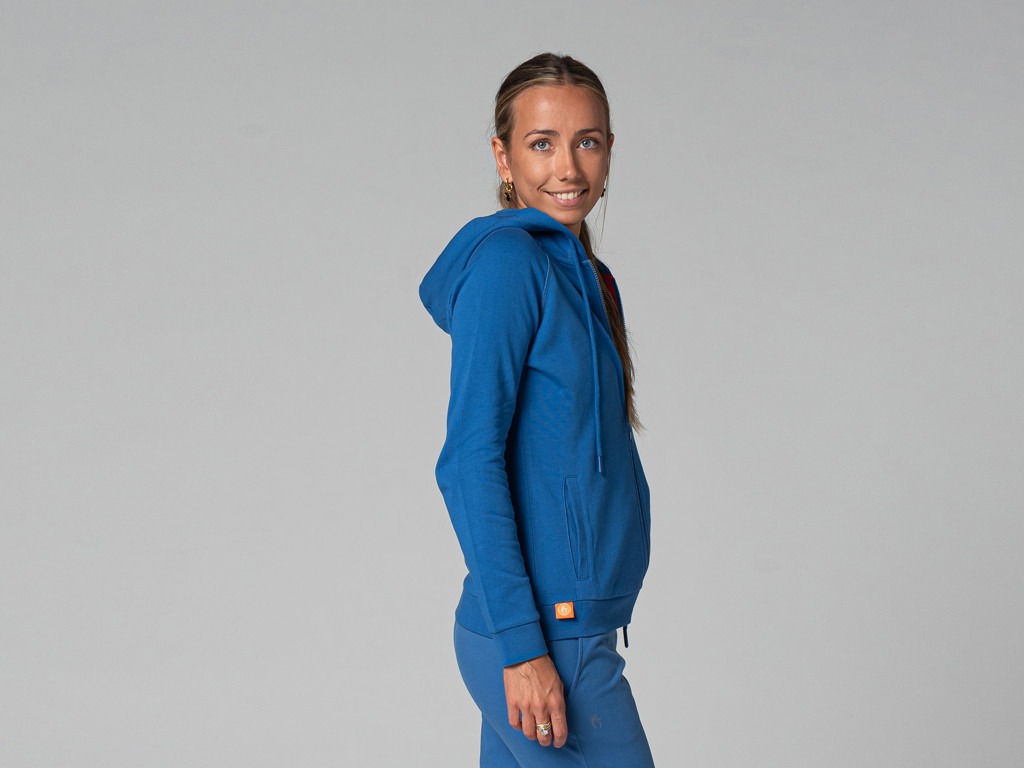 Sudadera con capucha para mujer - Orgánica Azul cálido
