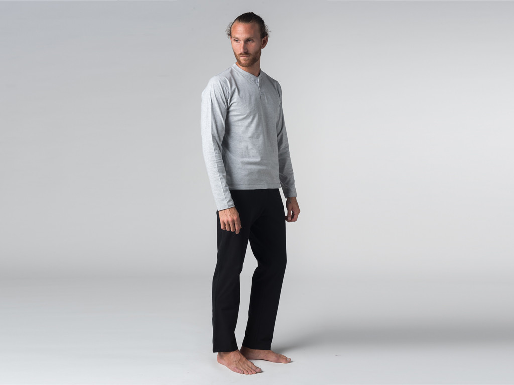 T-shirt a maniche lunghe con bottoni - Cotone biologico Grigio - Fine della serie