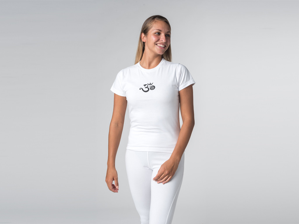 T-shirt manga curta em algodão orgânico - Om Branco - Fim da Série