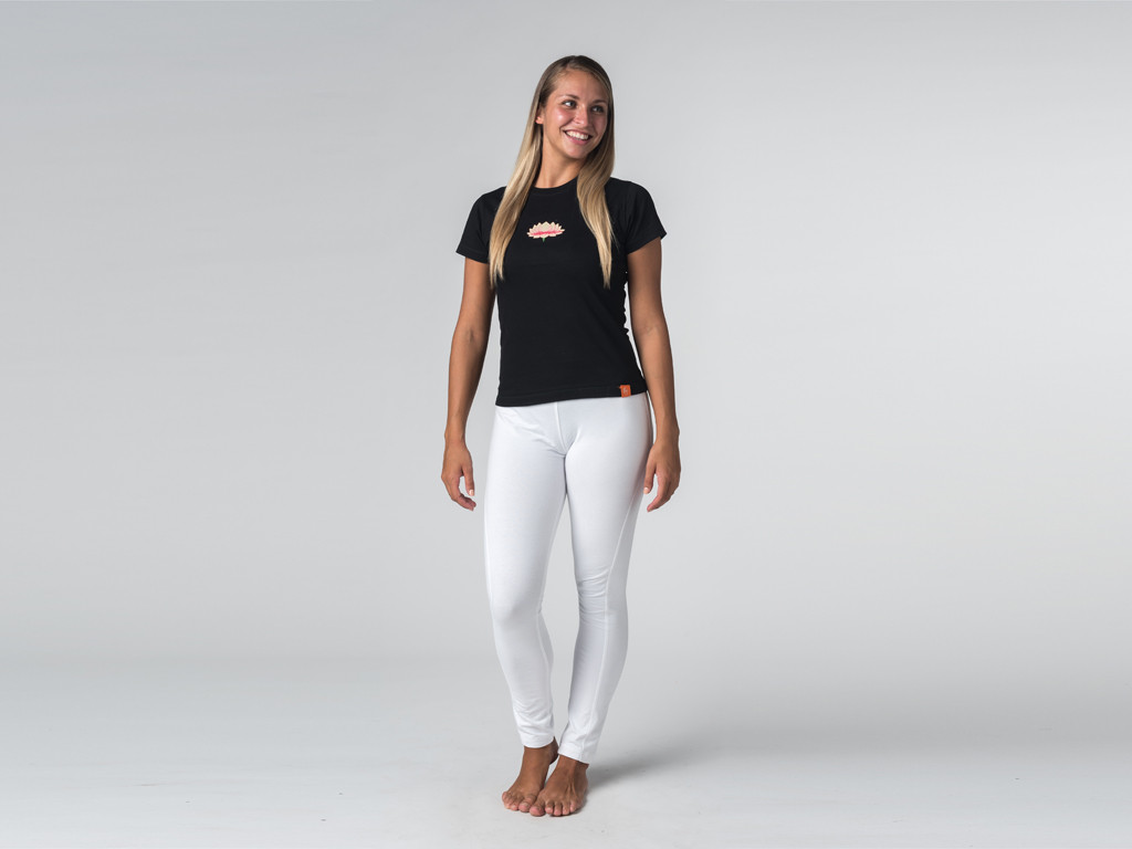 T-shirt manches courtes Lotus - coton Bio Noir - Fin de Serie