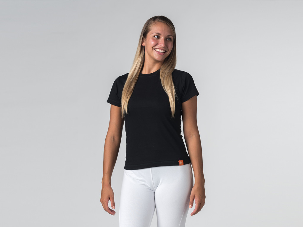 T-shirt Tara de manga curta 100% algodão orgânico Preto - Fim da Série