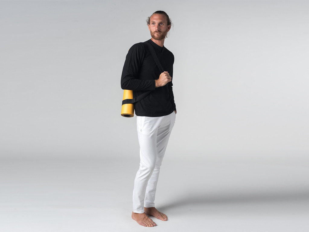 T-shirt manches longues 100% coton Bio Col 3 Boutons - Noir - Fin de Serie