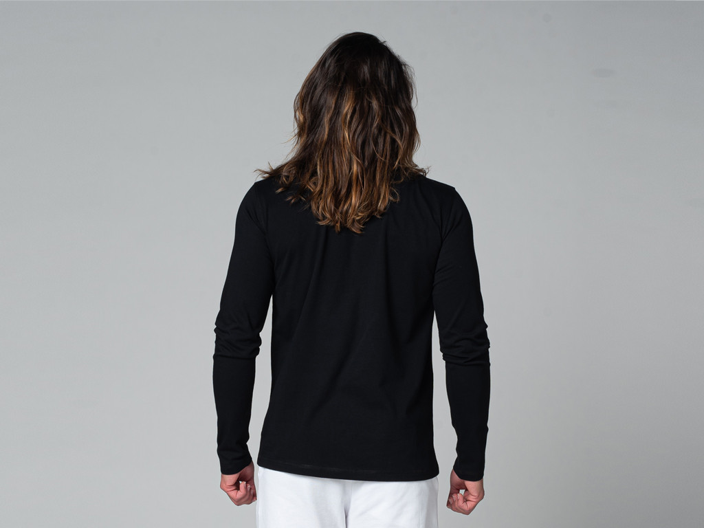 TAPAN T-Shirt 3 Buttons 100% Organic cotton Black