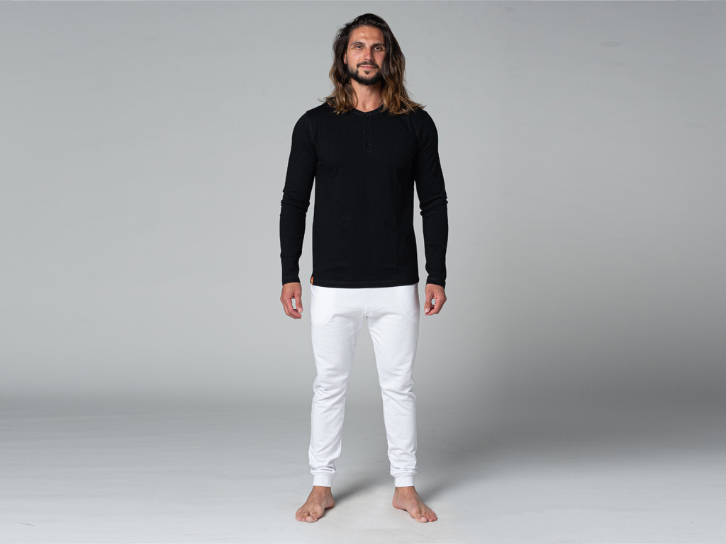 T-shirt TAPAN 3 bottoni 100% bio Nero