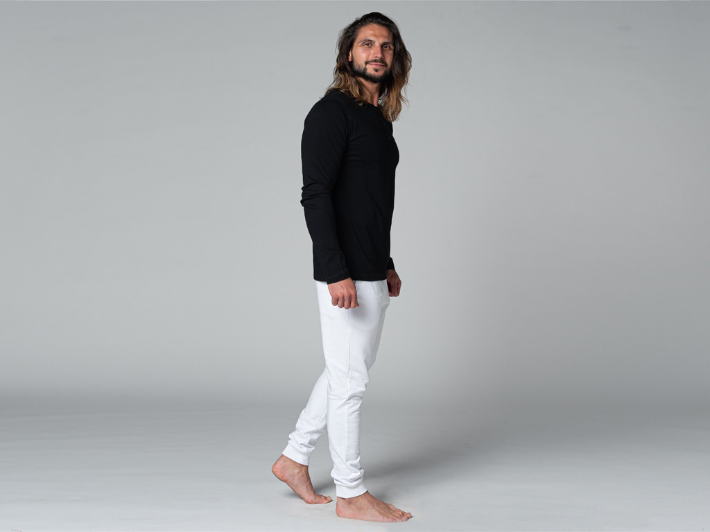 T-shirt TAPAN 3 bottoni 100% bio Nero