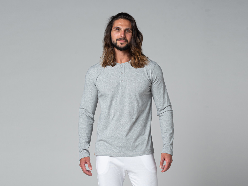T-shirt TAPAN 3 bottoni 100% bio Grigio