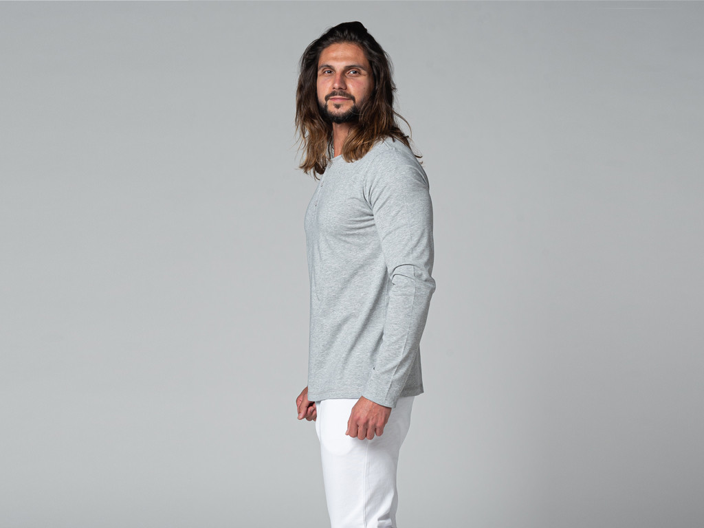 T-shirt TAPAN 3 bottoni 100% bio Grigio