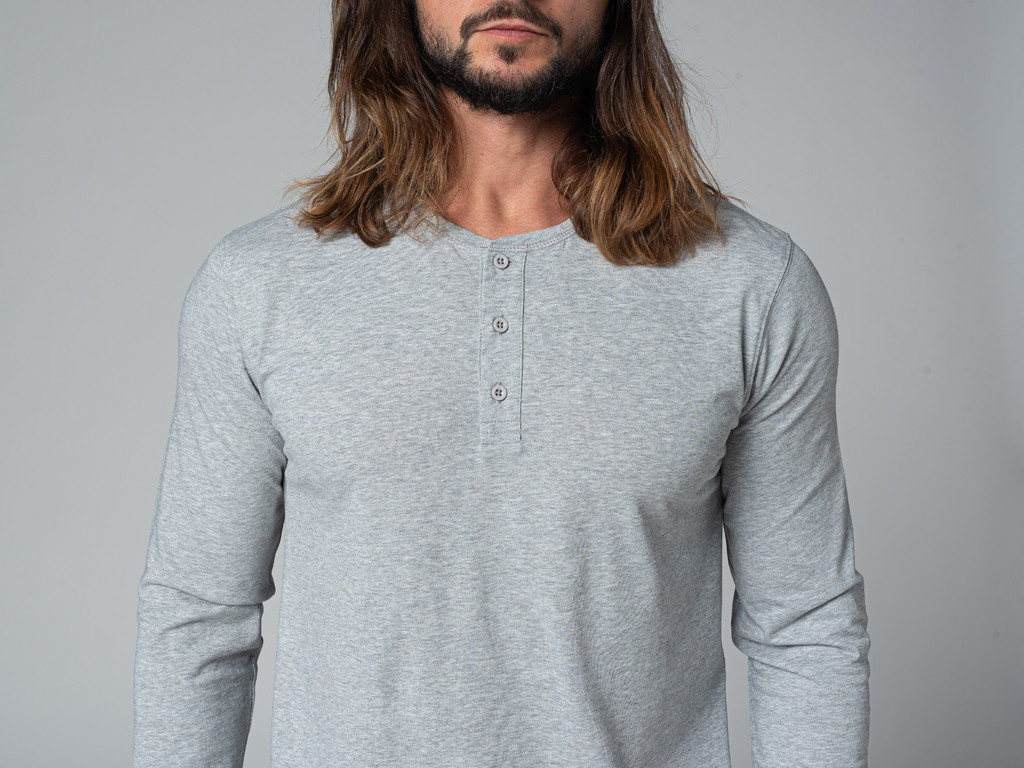 T-Shirt TAPAN 3 boutons 100% Bio Gris