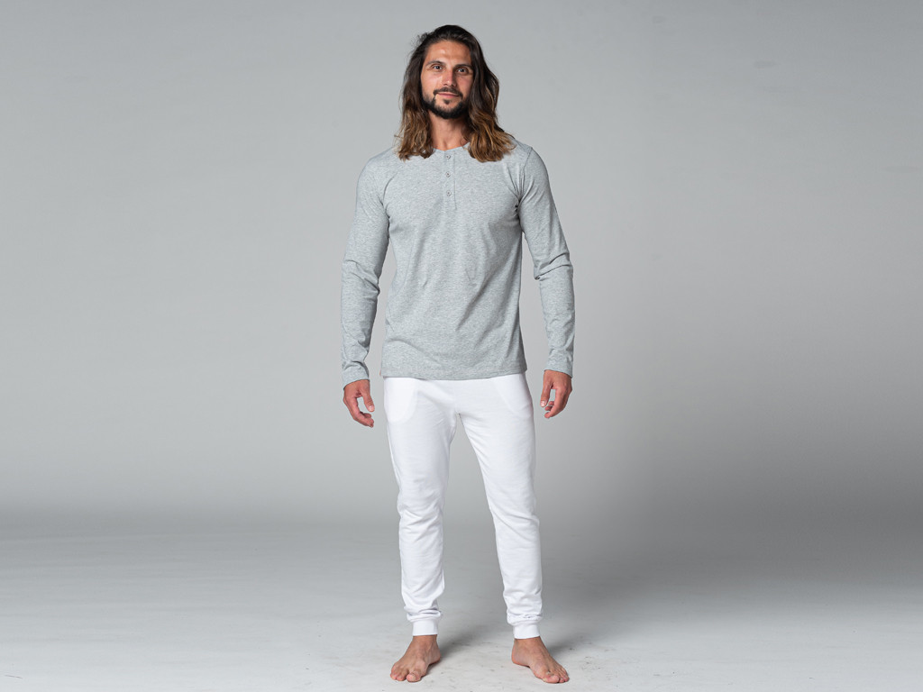 T-shirt TAPAN 3 bottoni 100% bio Grigio