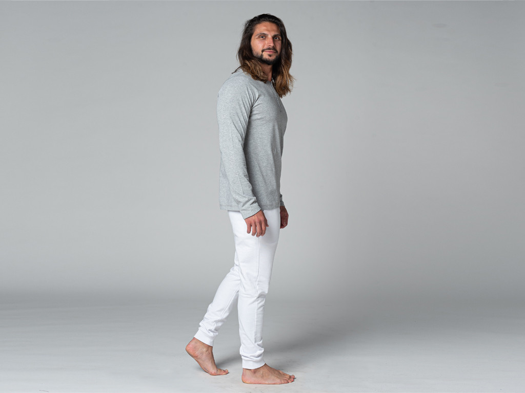 T-shirt TAPAN 3 bottoni 100% bio Grigio