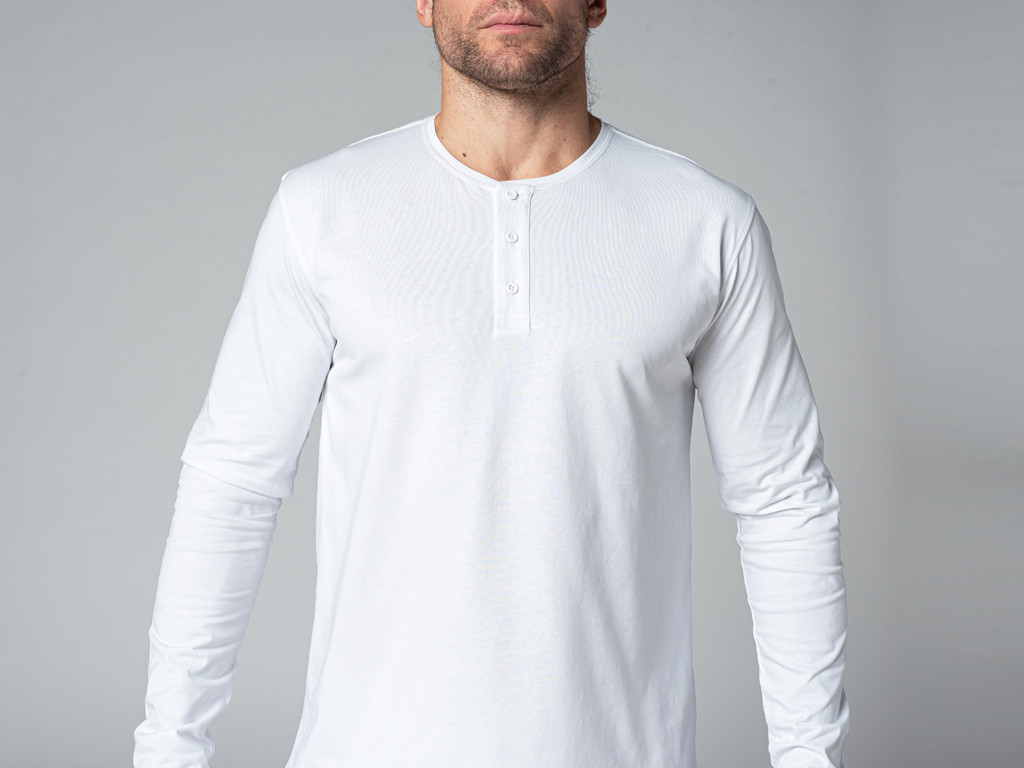 TAPAN 3-Knopf-T-Shirt 100 % Bio Weiß