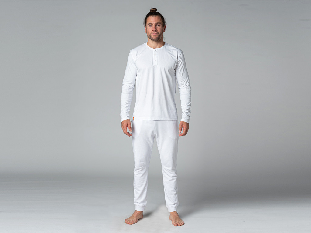 TAPAN 3-Knopf-T-Shirt 100 % Bio Weiß
