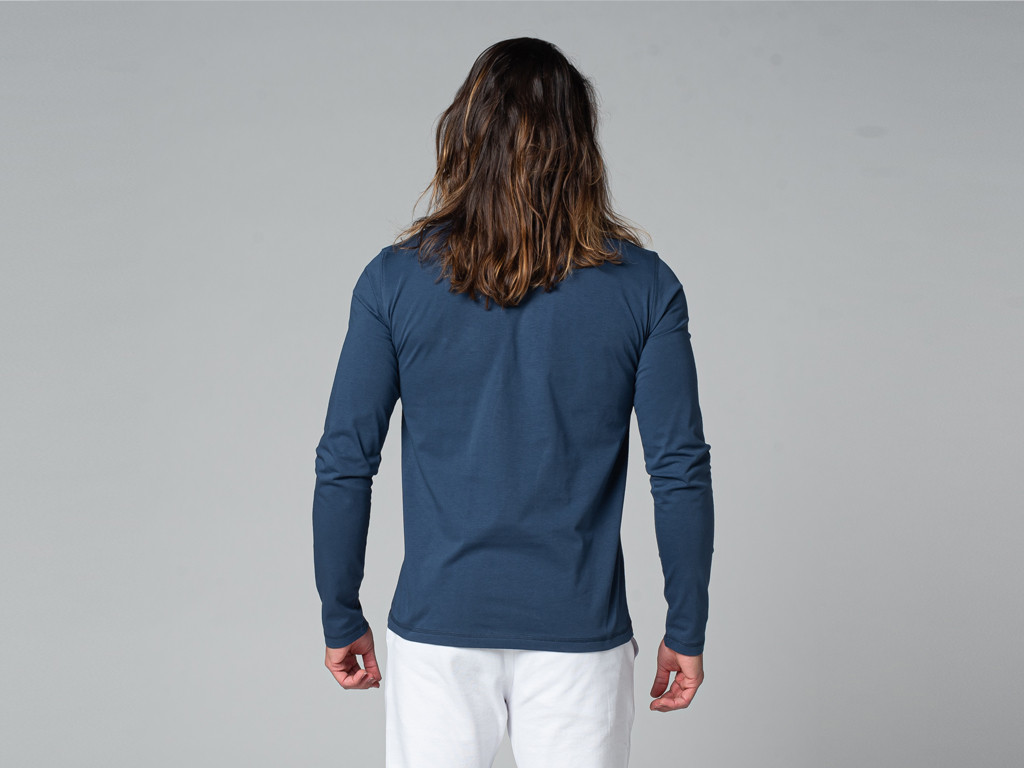 T-Shirt TAPAN 3 boutons 100% Bio Bleu