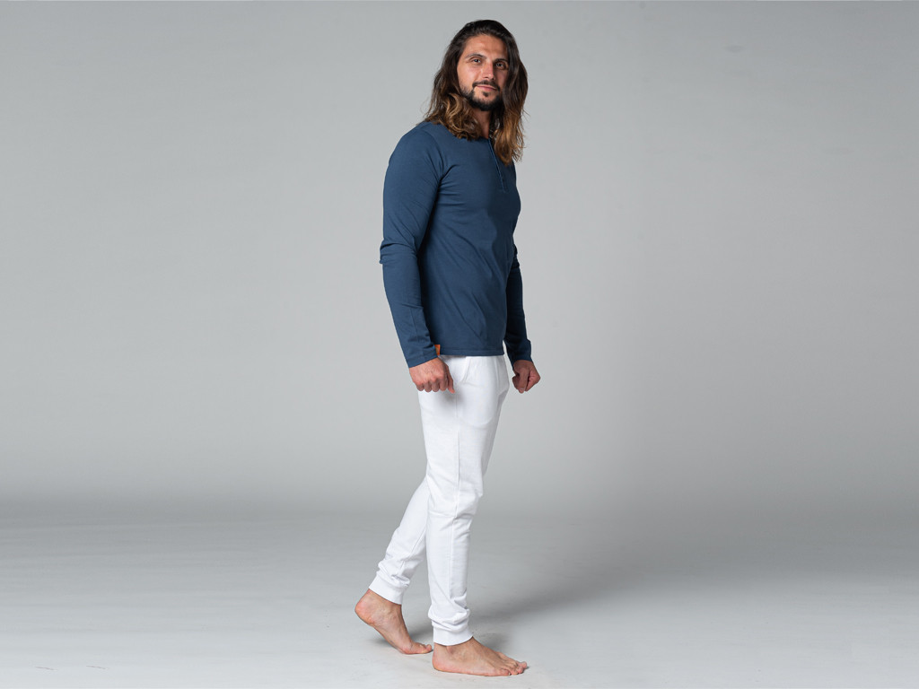 T-Shirt TAPAN 3 boutons 100% Bio Bleu