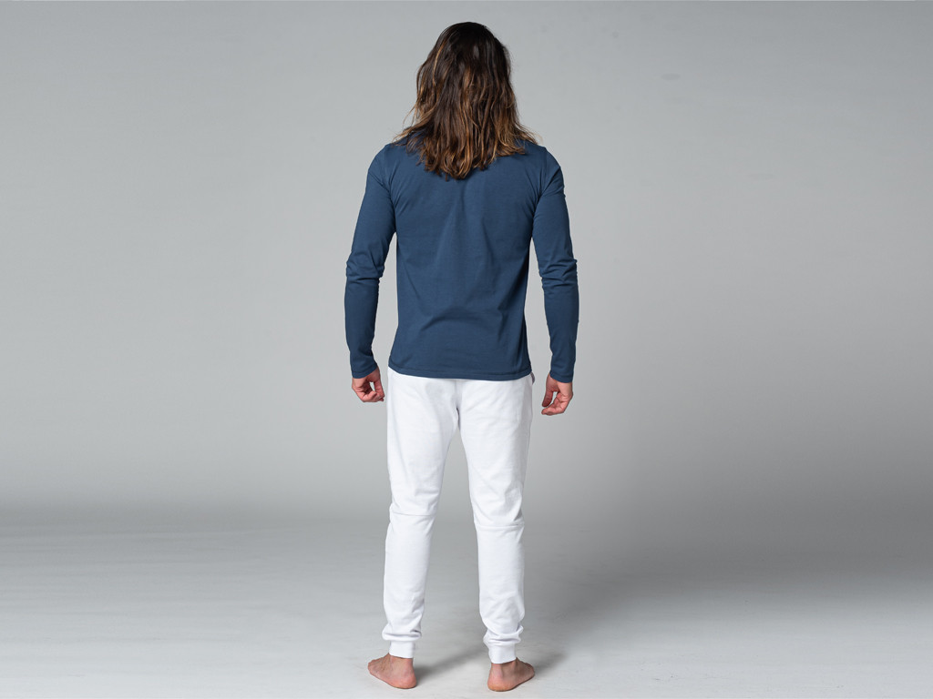 T-Shirt TAPAN 3 boutons 100% Bio Bleu