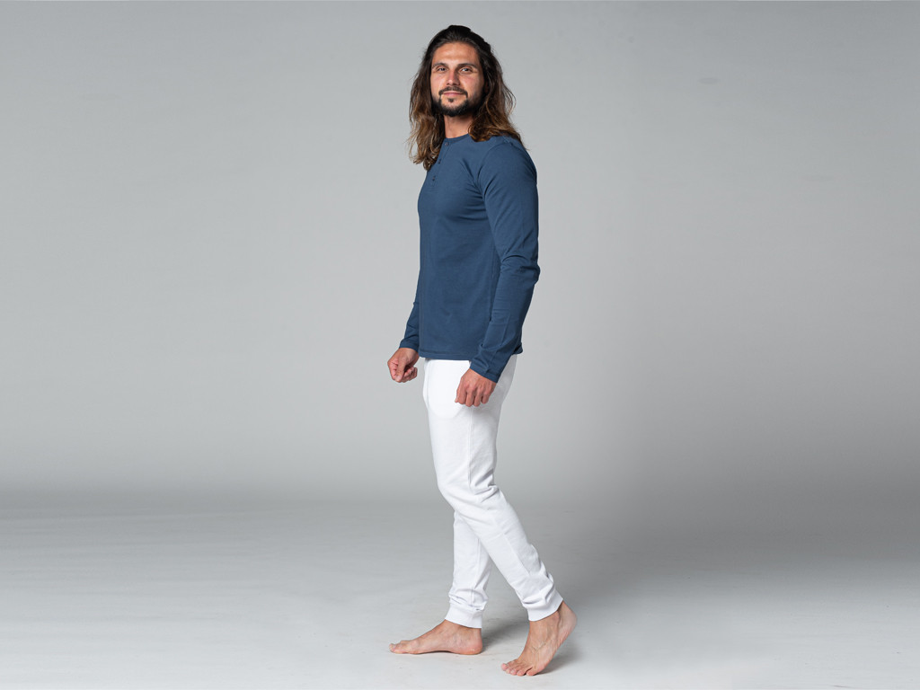 T-Shirt TAPAN 3 boutons 100% Bio Bleu