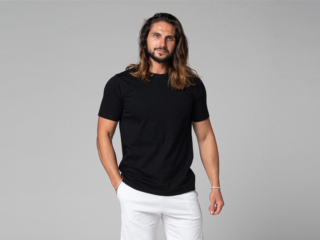 100% Organic cotton T-Shirt Tapan Short Sleeve Black
