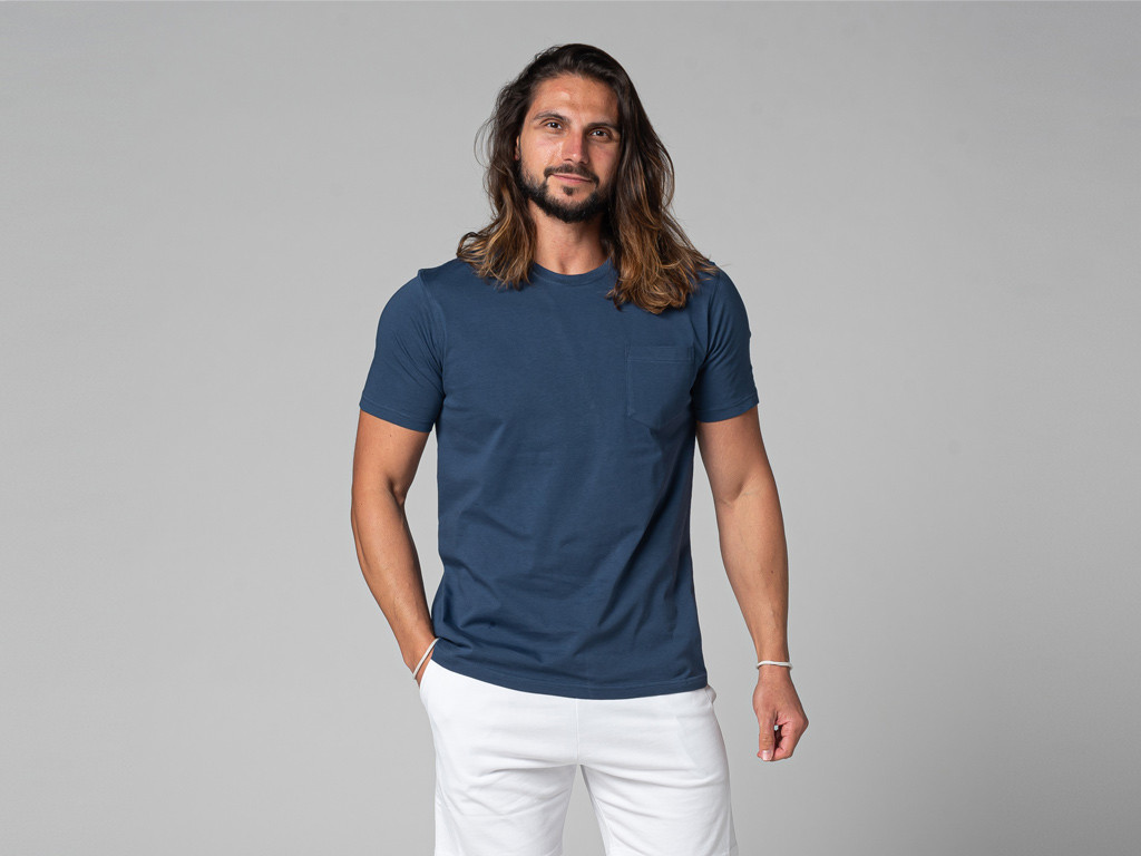 Camiseta Tapan Manga Curta 100% Orgânica Azul