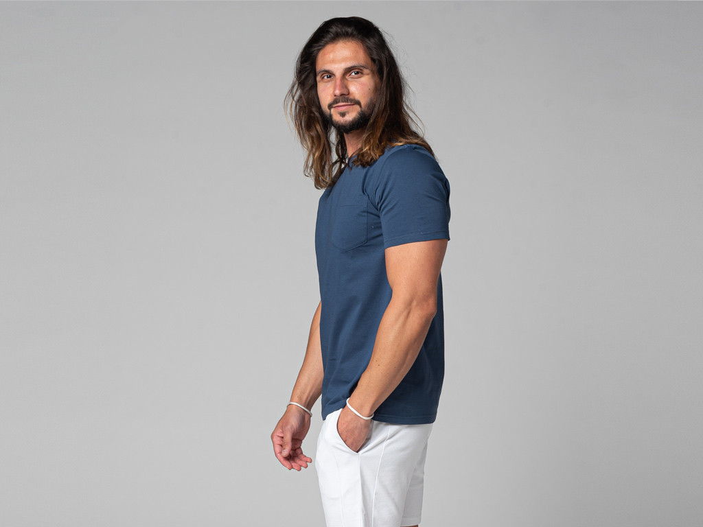 T-Shirt Tapan Manches Courtes 100% Bio Bleu