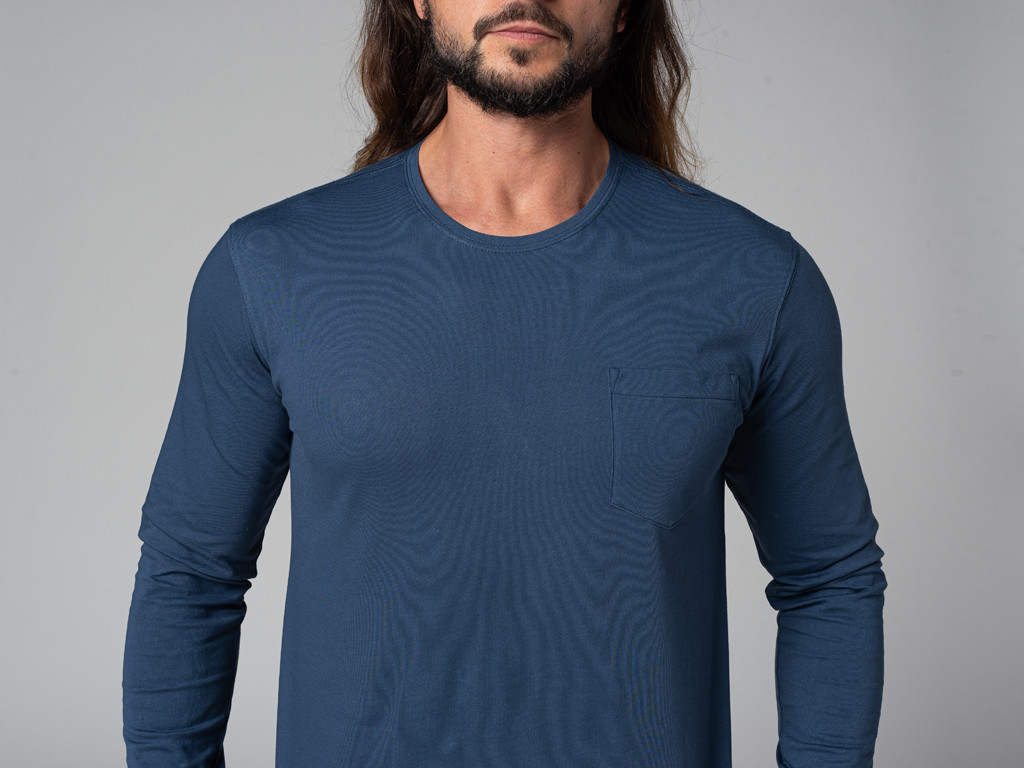 Camiseta Manga Comprida Tapan 100% Orgânica Azul