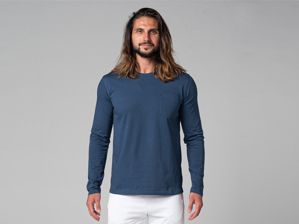 Camiseta Manga Comprida Tapan 100% Orgânica Azul