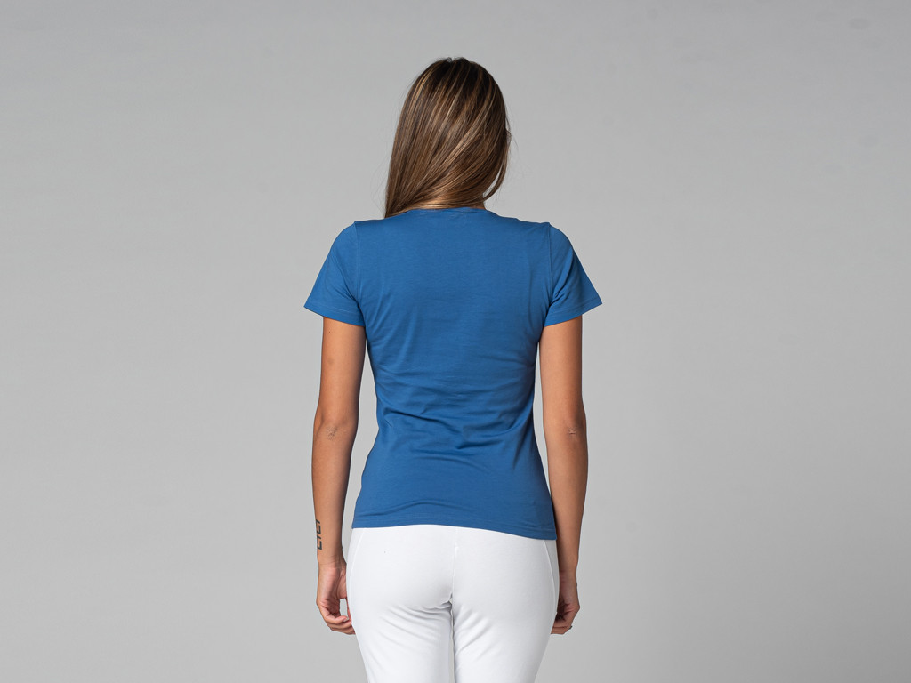 T-Shirt TARA M/C Col Large 100% Bio Bleu