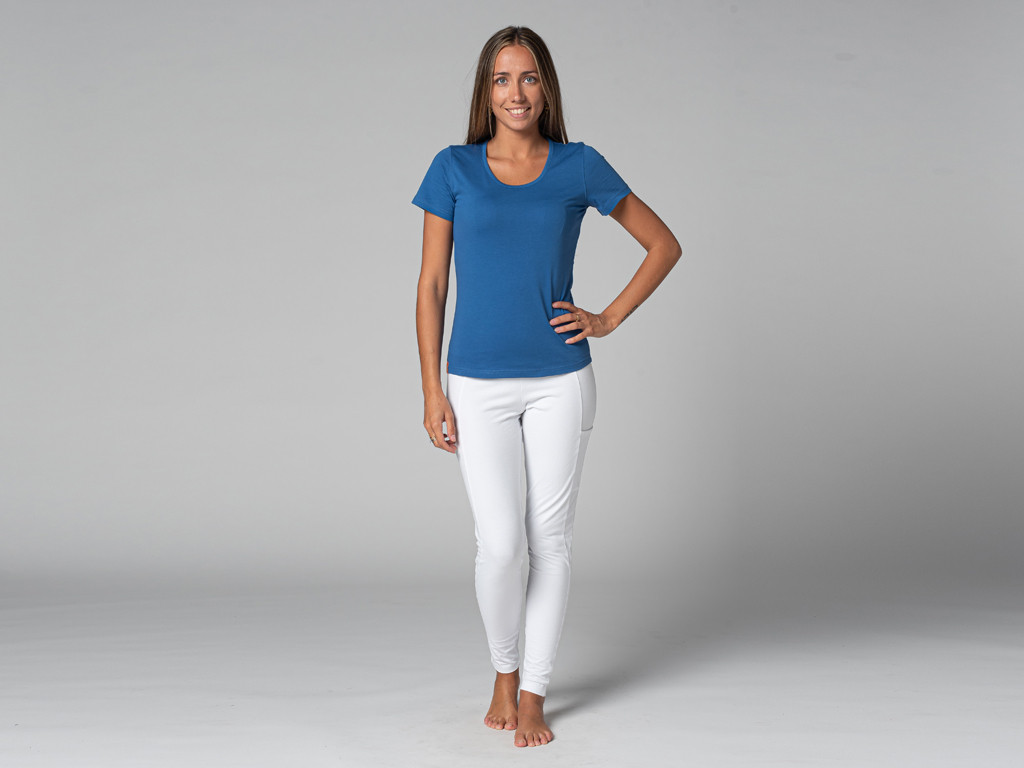 T-shirt TARA M/C a collo largo 100% biologica Blu caldo