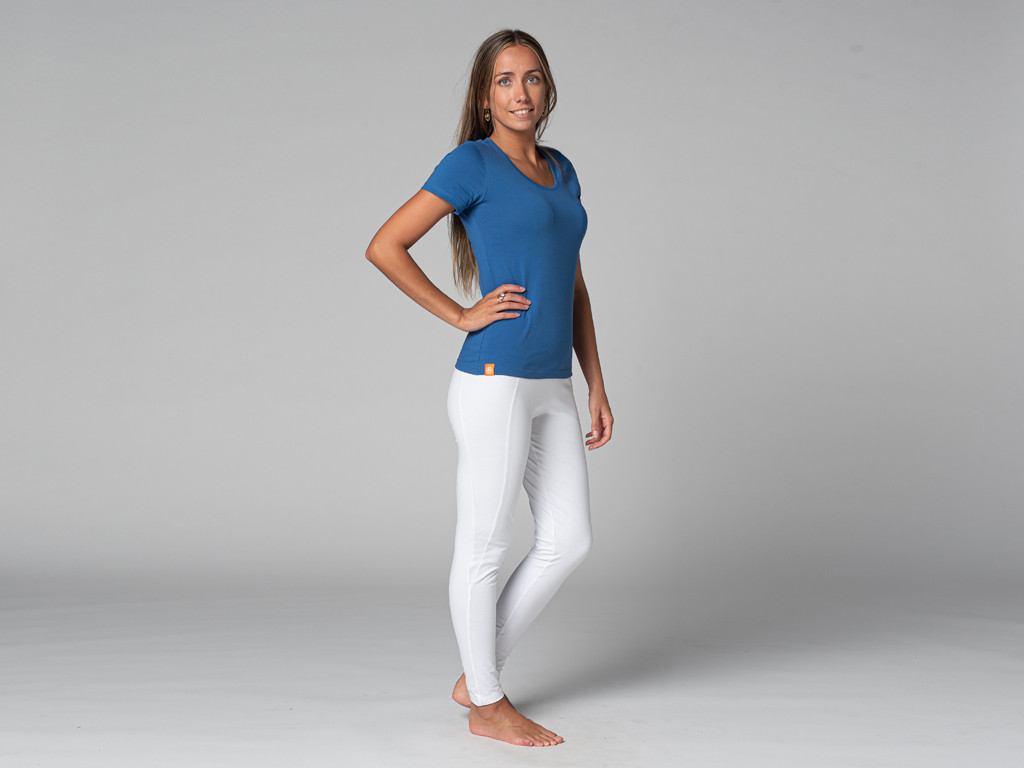 TARA M/C T-Shirt mit weitem Halsausschnitt, 100 % biologisch Warmes Blau
