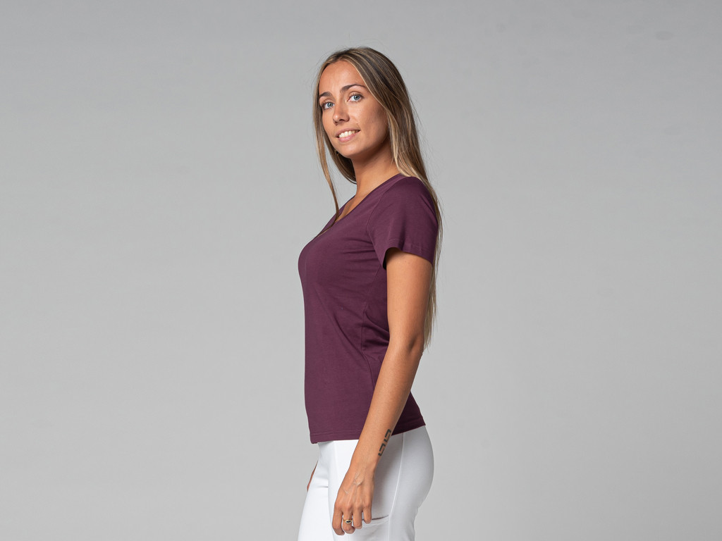 TARA M/C T-Shirt mit weitem Halsausschnitt, 100 % biologisch Pflaume