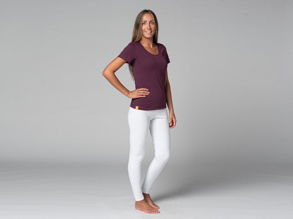TARA M/C T-Shirt mit weitem Halsausschnitt, 100 % biologisch Pflaume