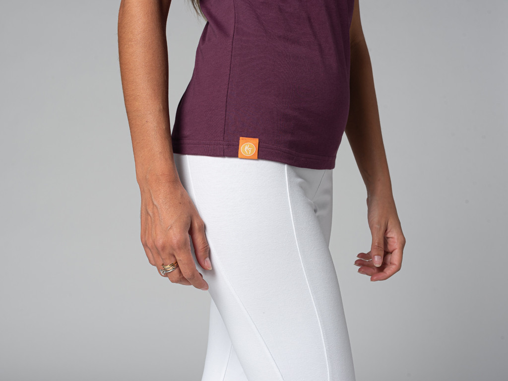 TARA M/C T-Shirt mit weitem Halsausschnitt, 100 % biologisch Pflaume