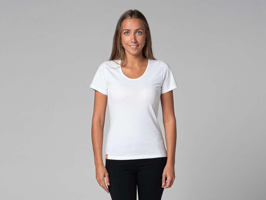 T-Shirt TARA M/C Col Large 100% Bio Blanc